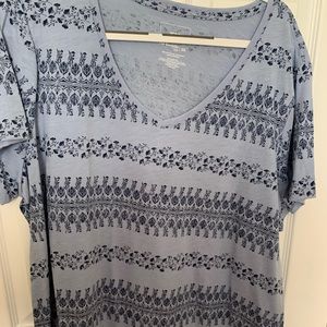 Two tone blue v neck t-shirt